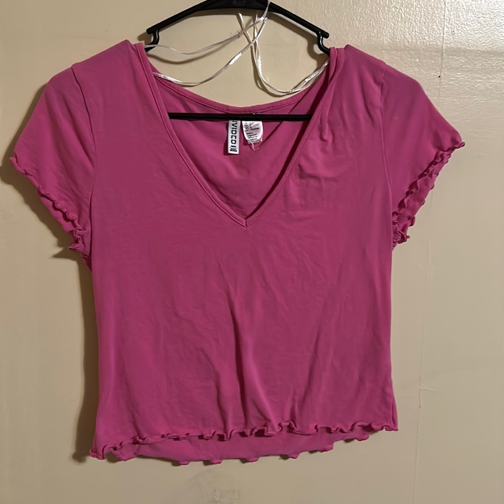 H&M bright pink large crop top